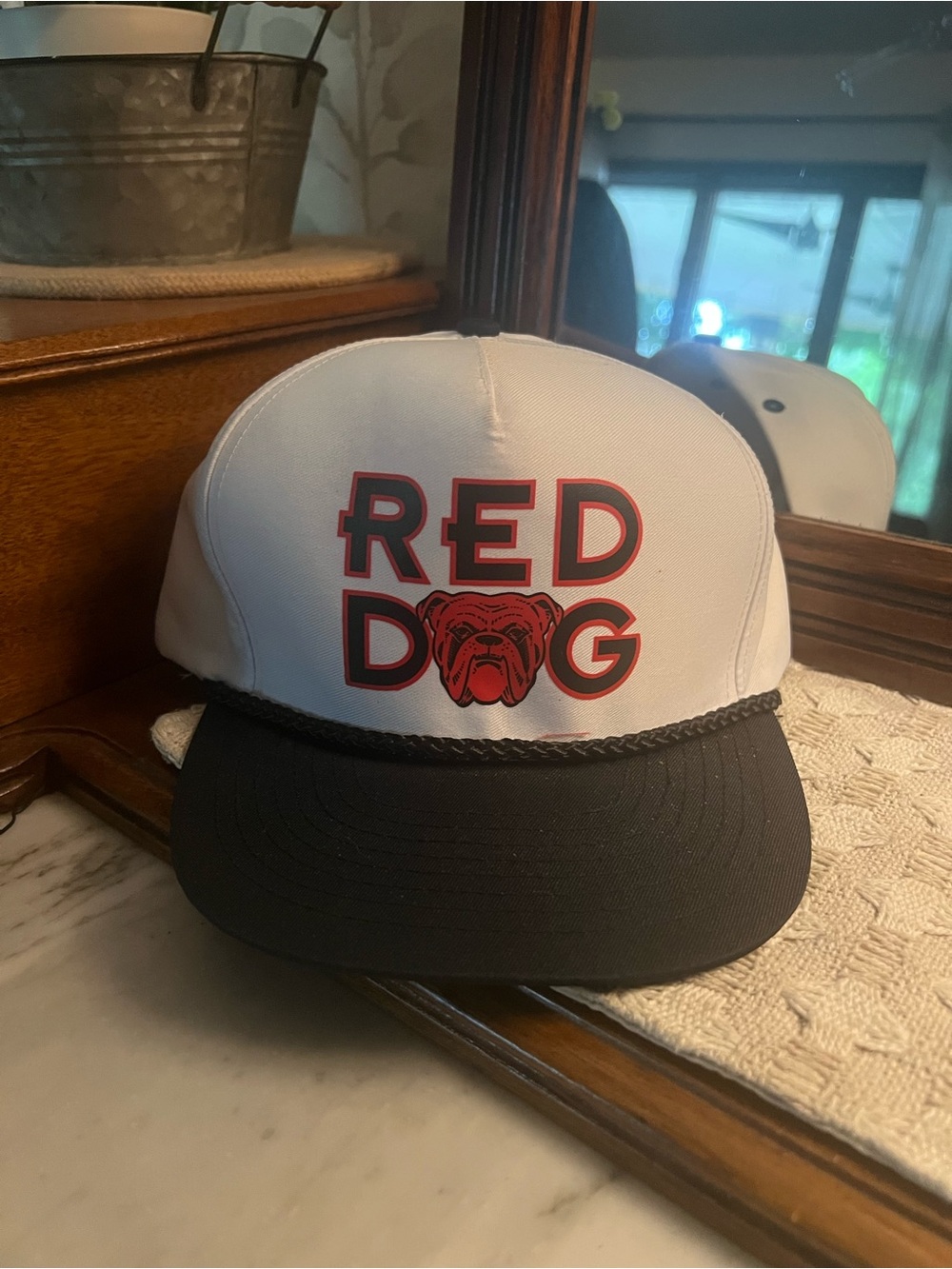 MOHR'S Vintage RED DOG Beer Snapback Adjustable Hat with Rope Red White Black